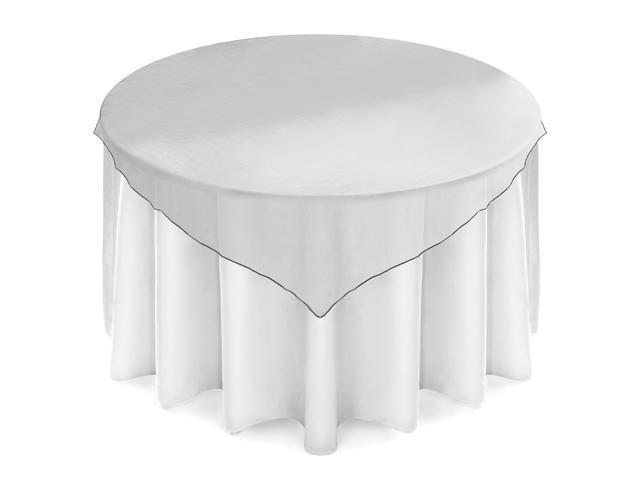 Lann's Linens - 5 Organza Overlay Table Toppers - 72' Square Tablecloth Covers for Wedding Reception or Party - Silver