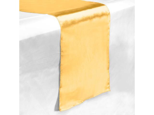Lann's Linens - 5 Satin 12' x 108' Dining Room Table Runners for Wedding Reception or Party - Gold