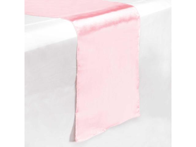 Lann's Linens - 5 Satin 12' x 108' Dining Room Table Runners for Wedding Reception or Party - Pink