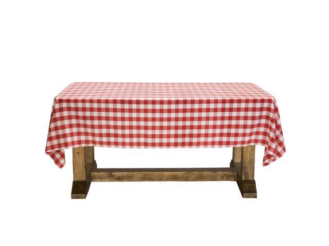 Lann's Linens - 60' x 102' Premium Checkered Tablecloth - Rectangular Polyester Fabric Picnic Table Cover - Red & White Gingham Cloth