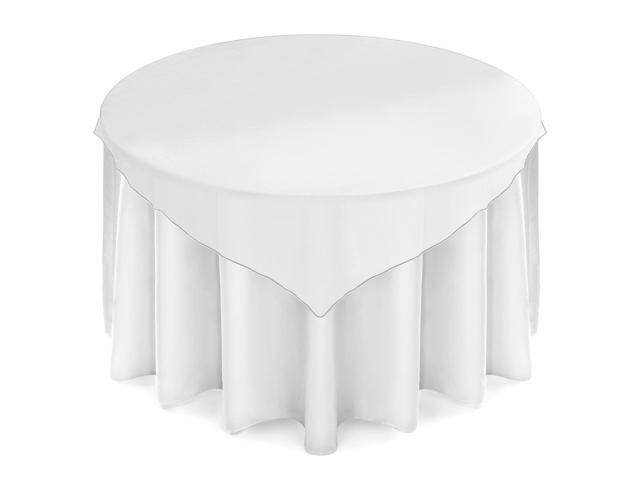 Lann's Linens Organza Wedding Table Overlay - Tablecloth Topper (72' Square - White)