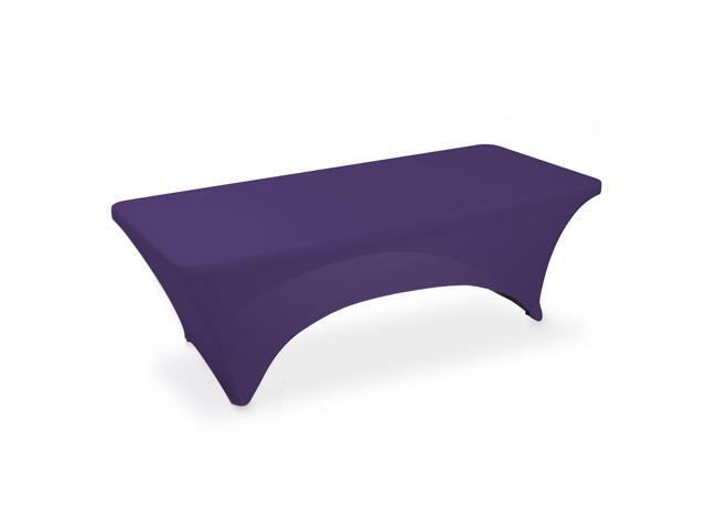 Lann's Linens - 8' Fitted Stretch Tablecloth for 96' x 30' Rectangular Table - Wedding / Banquet / Trade Show - Spandex Cloth Fabric Cover - Purple