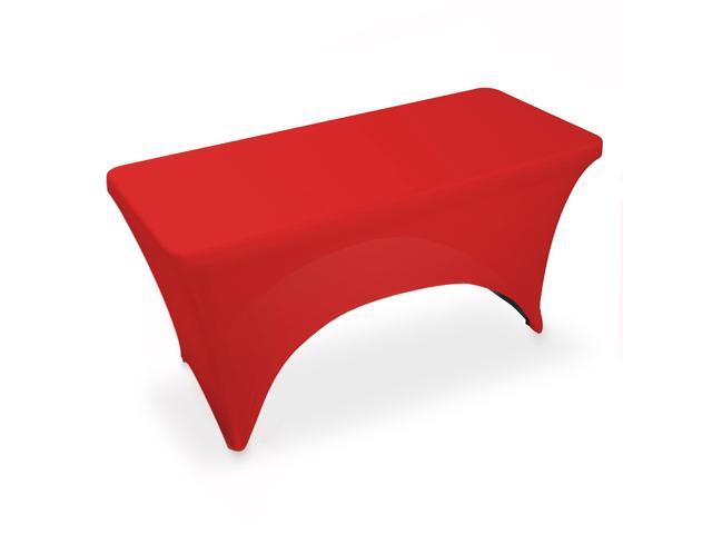 Lann's Linens - 4' Fitted Stretch Tablecloth for 48' x 24' Rectangular Table - Wedding / Banquet / Trade Show - Spandex Cloth Fabric Cover - Red