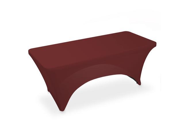 Lann's Linens - 6' Fitted Stretch Tablecloth for 72' x 30' Rectangular Table - Wedding / Banquet / Trade Show - Spandex Cloth Fabric Cover - Burgundy