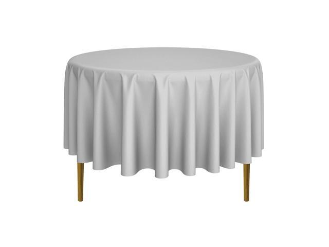 Lann's Linens - 90' Round Premium Tablecloth for Wedding / Banquet / Restaurant - Polyester Fabric Table Cloth - Silver