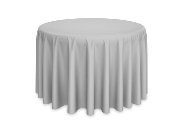Lann's Linens - 132' Round Premium Tablecloth for Wedding / Banquet / Restaurant - Polyester Fabric Table Cloth - Silver
