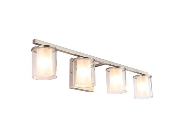 Glass Vanity Light Fixture Brushed Nickel 2579 inch Long 4-Light Sconces Wall Lighting with Glasses Shades Modern Vintage Bath Wall Lamp for
