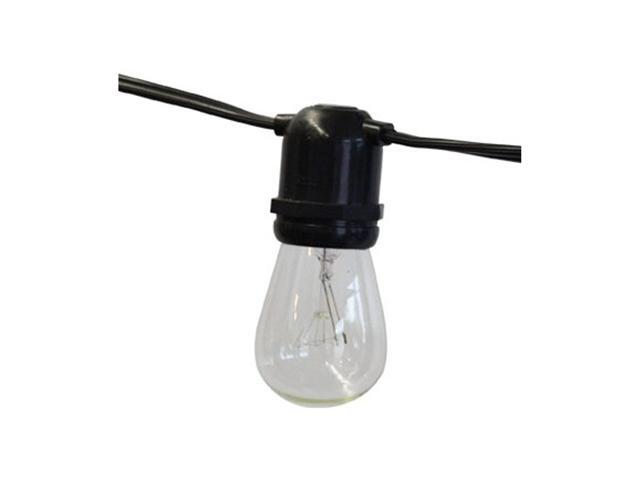 String Light Company Aspen 48-Ft Outdoor Commercial String Lights with 24 Sockets and 24 Clear S14 Bulbs 16 Gauge Black Cord