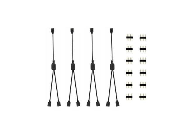 2 Way LED RGB Splitter Cable - 4PCS Black 5050 4 Pin RGB LED Strip Light Conn