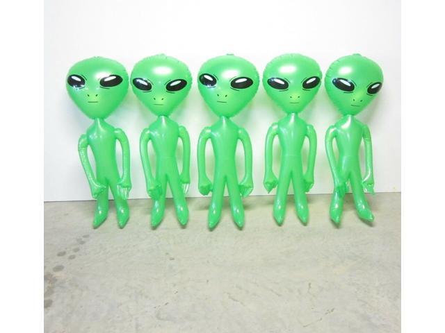 7 NEW INFLATABLE GREEN SPACE ALIENS 36' BLOW UP INFLATE ALIEN HALLOWEEN PARTY