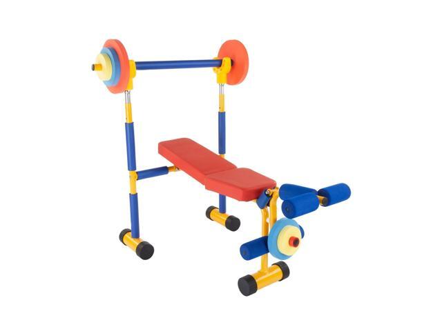 Hey! Play! Toy Bench and Leg Press-Children's Play Workout Equipment for Begi