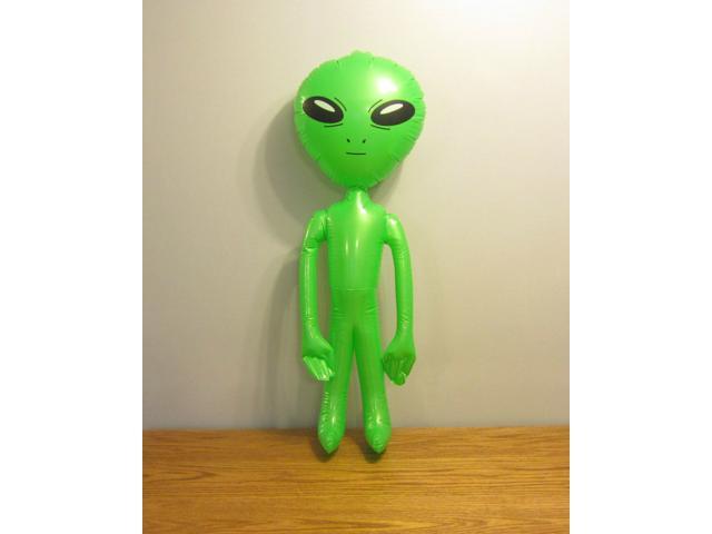 24 NEW INFLATABLE GREEN SPACE ALIENS 36' BLOW UP INFLATE ALIEN HALLOWEEN PARTY