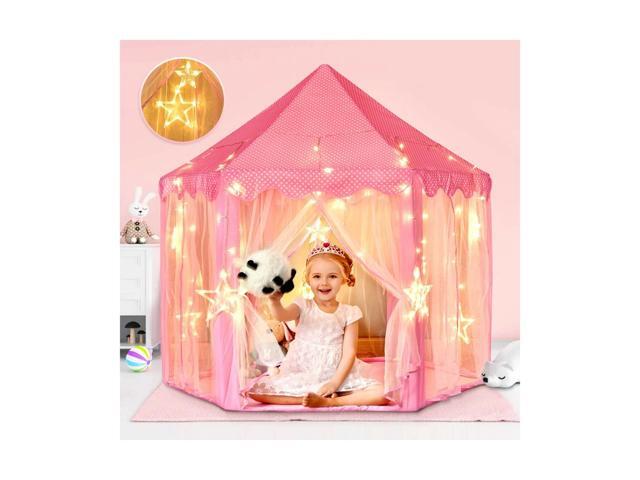 wilwolfer Princess Tent for Girls with Large Star Lights Kids Play Tent Larg