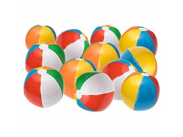 NJ Large Inflatable Beach Balls 20 Inch Pack Of 12 Rainbow Colored For Pool Fun