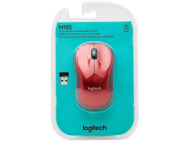 Logitech M185 Wireless Optical Mouse 24 GHz Red (910-003635)