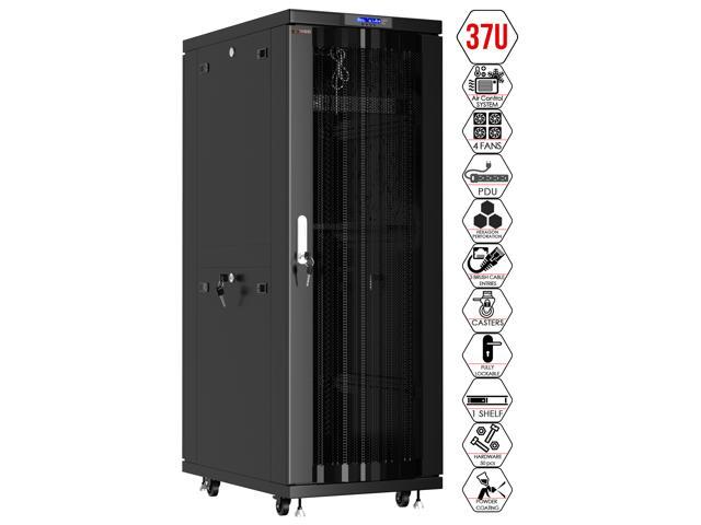 Server Rack - Locking Cabinet - Network Rack - Av Cabinet - 37U - Rack Mount - Free Standing Network Rack- Server Cabinet - Caster Leveler - Shelf