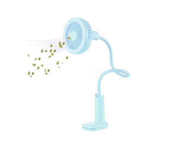 Clip Folding Mini Fan with Night Light and Desk Table Fan Shower Shape by USB Charging Cable 360 Degree Vertical and Horizontal Rotation Low