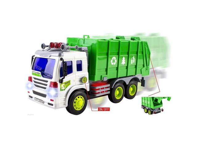 Friction Powered Garbage Truck Toy With Lights and Sounds For Kids (Can Open Back)