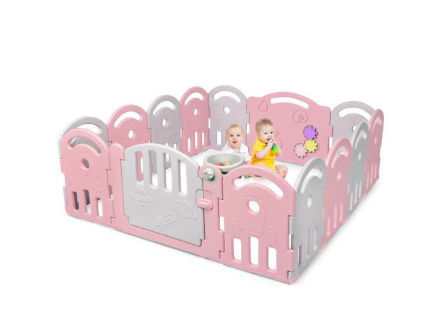 Costway 14-Panel Baby Playpen Kids Activity Center Playard w/Music Box