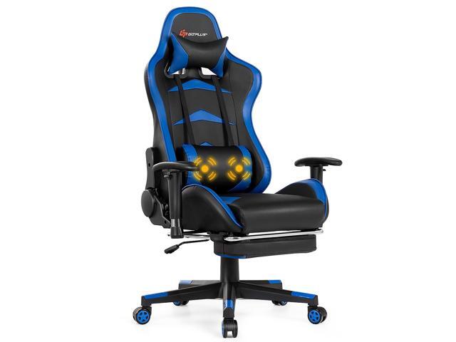 Goplus Massage Gaming Chair Reclining Swivel Racing Office Chair with Footrest