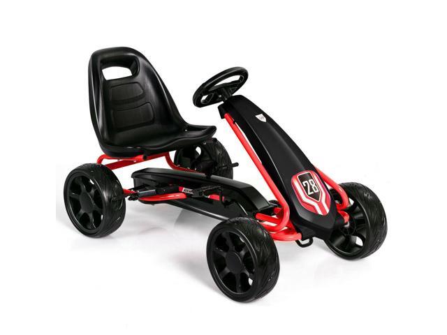 Go Kart Pedal Car Kids Ride On Toys Pedal Powered 4 Wheel Adjustable Seat Black