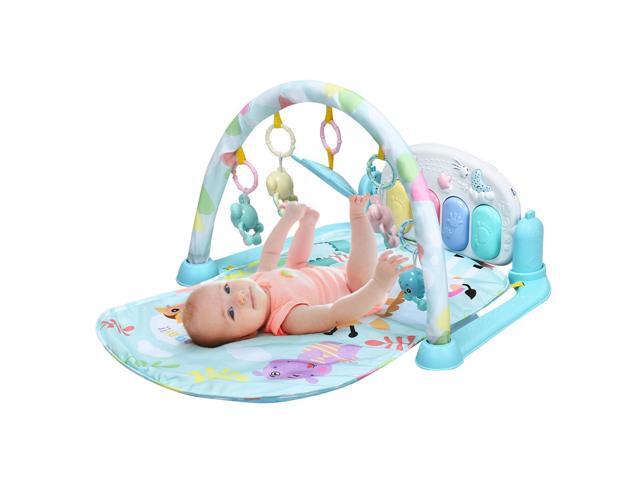 Baby Gym Play Mat 3 in 1 Fitness Music and Lights Fun Piano Activity Center Blue