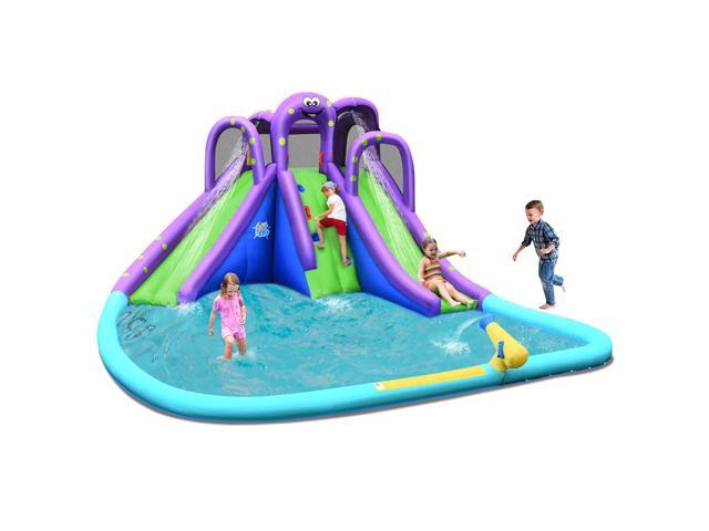 Costway Inflatable Water Park Octopus Bounce House 2 Slides Climbing Wall Without Blower