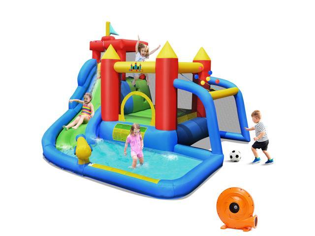 Costway Inflatable Bouncer Water Climb Slide Bounce House Splash Pool w/ Blower