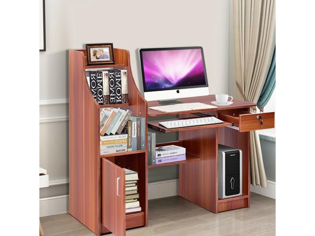 Computer Study Desk Laptop Table Writing Workstation W/Bookshelf Home Office New
