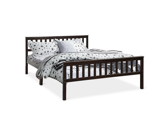 Wood Bed Frame Slats Support Platform W Headboard Footboard Queen Size Newegg Com