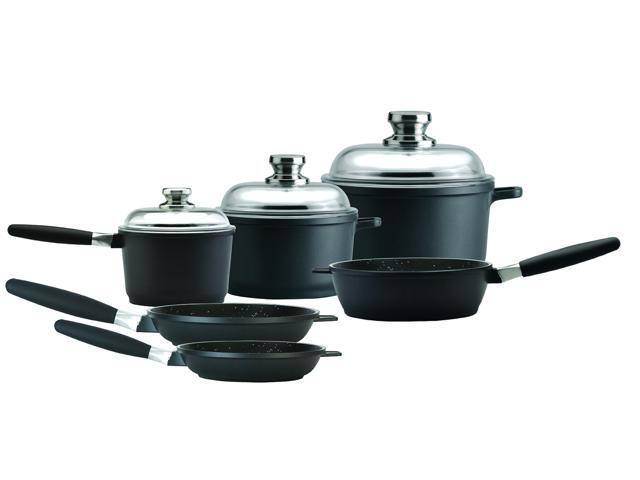 Eurocast/Berghoff Professional Cookware Chef Set With 3 Glass Lids/Removable Handles Includes 12 Qt Sauce Pan (625') 32Qt Stock Pot 5Qt Stock