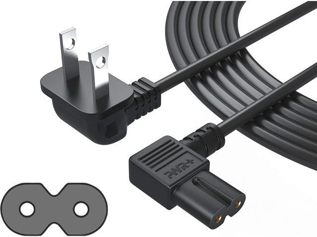 Pwr Extra Long 12 Ft 2-Prong AC Wall 2 Slot Power Cord L-Type for Samsung LED LCD TV Smart Monitor Xbox One-S X PS5 PS4 Slim Console Cable