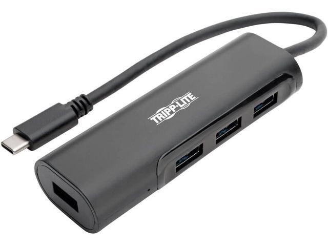 Tripp Lite USB C Hub 4-Port w/ 4x USB-A Portable Compact USB Type C USB-C Thunderbolt 3 Black (U460-004-4AB)