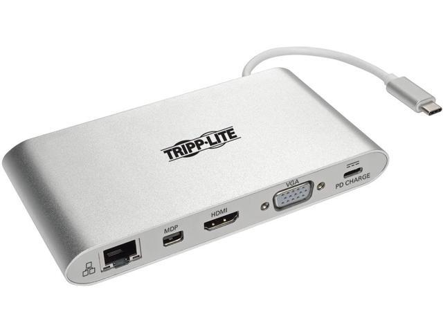 Tripp Lite USB 31 Gen 1 USB-C Docking Station w/ USB-A HDMI VGA mDP Gigabit Ethernet Mem Card 35mm & USB-C PD Charging USB C USB Type C
