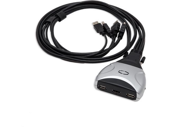 2 Port KVM Switch 1920 x 1200 - HDMI and USB 20 Hub 39 ft Cables SY-KVM31034