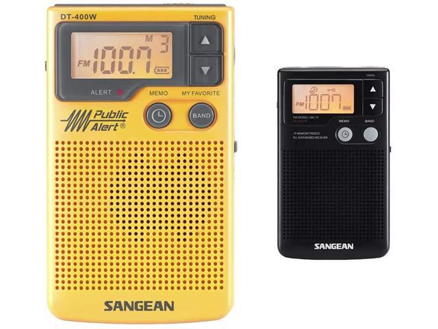 Sangean DT-400W AM/FM Digital Weather Alert Pocket Radio Yellow & Sangean DT-200X FM-Stereo/AM Digital Tuning Pocket Radio Black