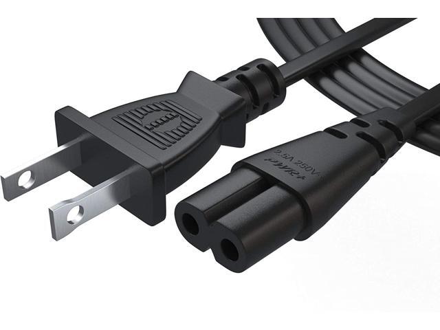 PWR+ Long 6 Ft 2 Prong Ac Wall Cable 2 Slot Power Cord Compatible with Led LCD Tv Samsung Lg Sharp Canon Pixma Hp Brother Epson Lexmark Printer Ps2