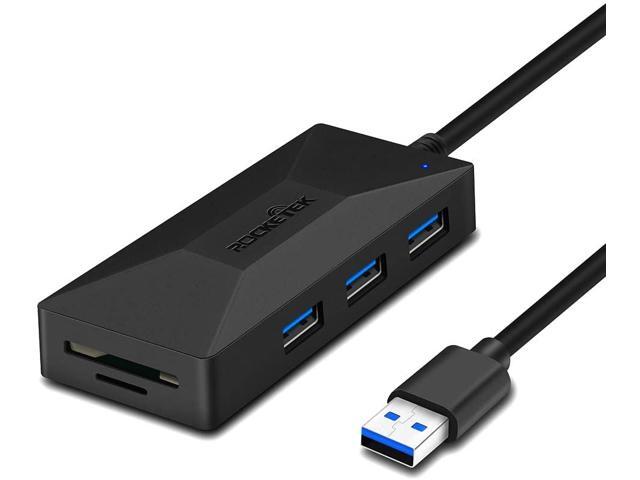 Rocketek Multi USB 30 Hub 3-Port Portable Data USB Hub Adapter Docking Station and SD/TF Memory Card Reader Adapter Combo Adapter with Extra