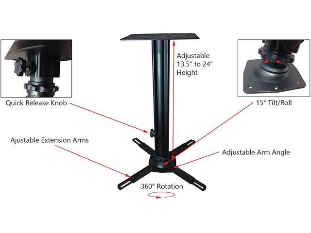 STR-MOUNTLB Silver Ticket Products LCD/DLP Low Profile Universal Projector Mount (135' to 24' Adjustable)