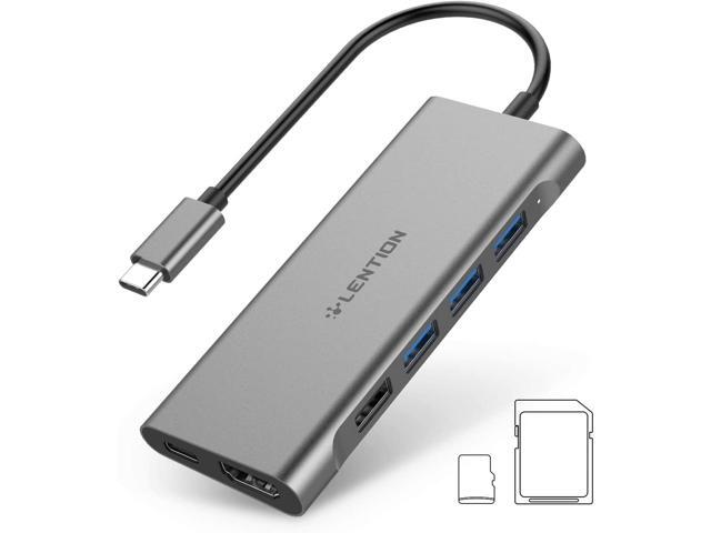 LENTION USB C Multi-Port Hub with 4K HDMI 4 USB-A SD 30 Card Reader Type C Charging Adapter Compatible 2020-2016 MacBook Pro 13/15/16 New Mac