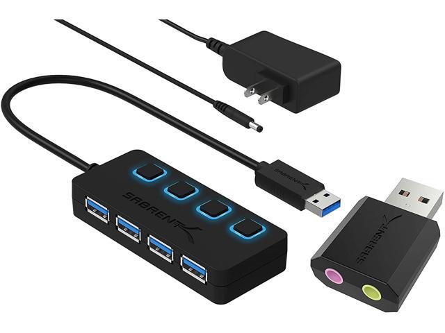 Sabrent 4-Port USB 30 Hub + Mini Travel USB Optical Mouse