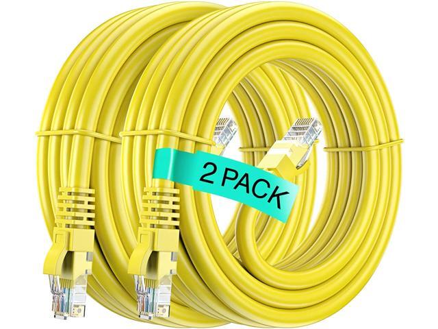 Maximm Cat6 Ethernet Cable 10 Ft (2 Pack) Pure Copper UL Listed LAN Utp Cat 6 RJ45 Network Internet Cable - Yellow 10 FT (2-Pack)