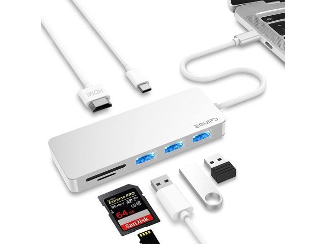 USB C Hub EQUIPD 7 in 1 Aluminum Type C Adapter USB C Charging Port 4K HDMI Output 1 USB 30/2 USB 20 Ports SD/microSD Card Reader Compatible