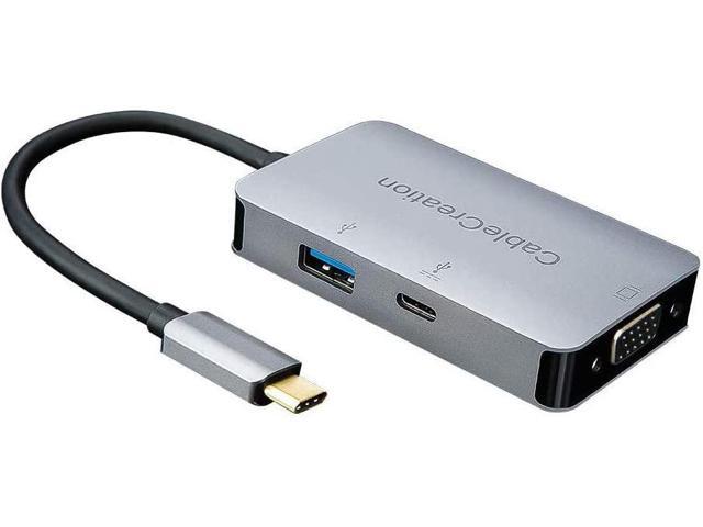 USB C to VGA Adapter CableCreation Aluminum 3-in-1 USB-C Hub with 60W PD 1920x1200@60Hz VGA USB 30 Data Hub for MacBook Pro 2019/2018 XPS