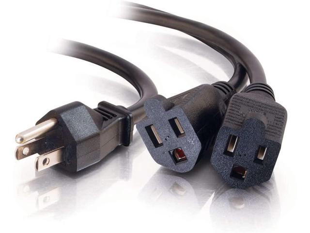 C2G Power Cord Power Splitter Power Squid 1 to 2 Splitter 16 AWG Black 15 Feet (045 Meters) Cables to Go 29802