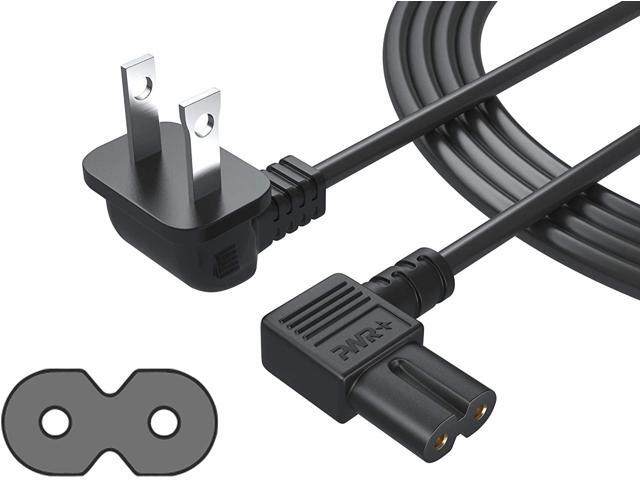 Pwr Long 6 Ft Right Angle 2-Prong Power Cord for Samsung LED LCD TV Smart Monitor Xbox One-S X PS5 PS4 Slim Console AC Wall 2 Slot L-Type Cable