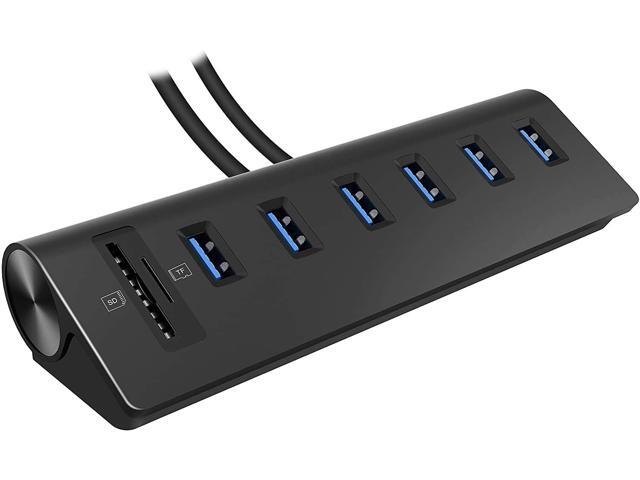 Cateck USB 30 Hub Aluminum Hub with 6 USB 30 Ports+SD/TF Card Solts+5V/4A High Capacity Power Supply for Mac Mac Book Air Mac Pro Mac Book