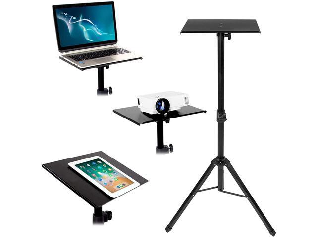 Mount-It! Tripod Projector Stand Adjustable DJ Laptop Stand with Height and Tilt Adjustment Portable Laptop Projector Table with Steel Tripod