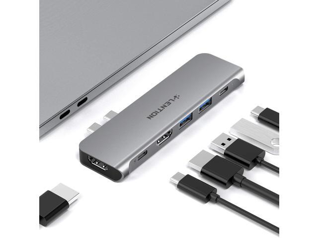 LENTION USB C Dual HDMI Hub for New Mac Support 2x 4K Monitors with USB 30 USB C Data and 60W Charging Adapter Compatible 2016-2020 MacBook