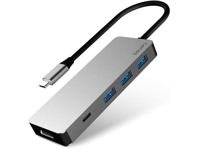 EQUIPD USB C Hub 6-in-1 USB C Adapter with 4K USB C to HDMI 100W Power Delivery Type C Data Port Three USB 30 Ports for MacBook Pro 2017/2018